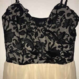 Black & Cream Chiffon/Lace Sequined Dress NWT